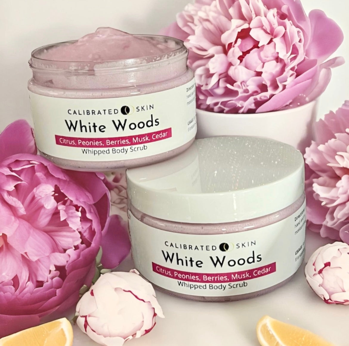 White Woods Whipped Body Scrub (citrus, peony, musk)